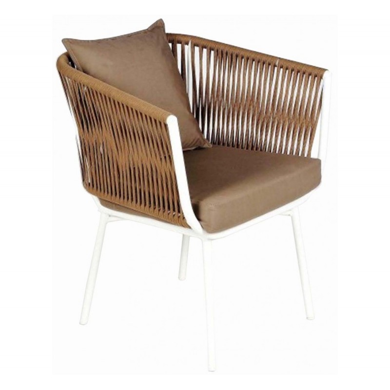 AVF179 πολυθρόνα αλουμινίου Flat taupe με πλέξη υφασμάτινου σχοινιού 65X65X73cm 