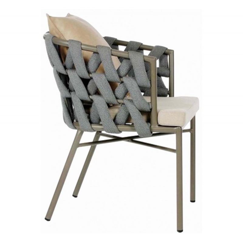 AVF182 πολυθρόνα αλουμινίου Φαρδύ ανθρακί  με πλέξη από υφασμάτινο σχοινί 61x67x73cm.