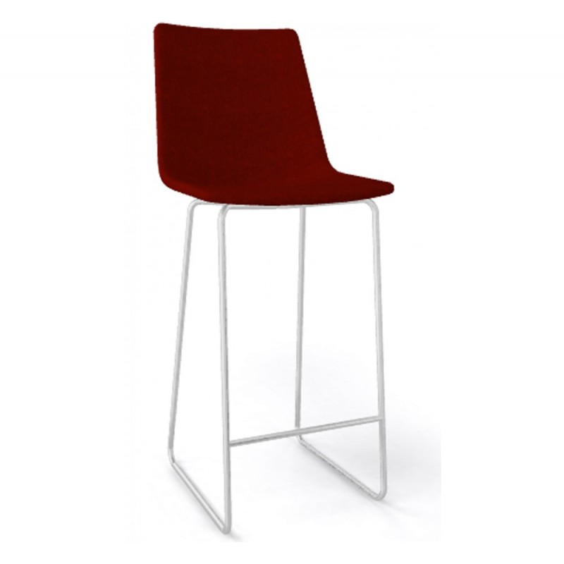 Akami Upholstered ST 65 σκαμπό bar  50x55x103(68)cm -μπορντω ύφασμα - λευκός σκελετος 