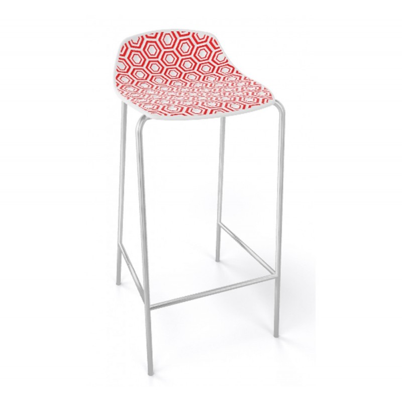 ALHAMBRA 77 σκαμπό bar cod98/77NA White  με ροζ-ασπρο καθισμα 43x50x77cm