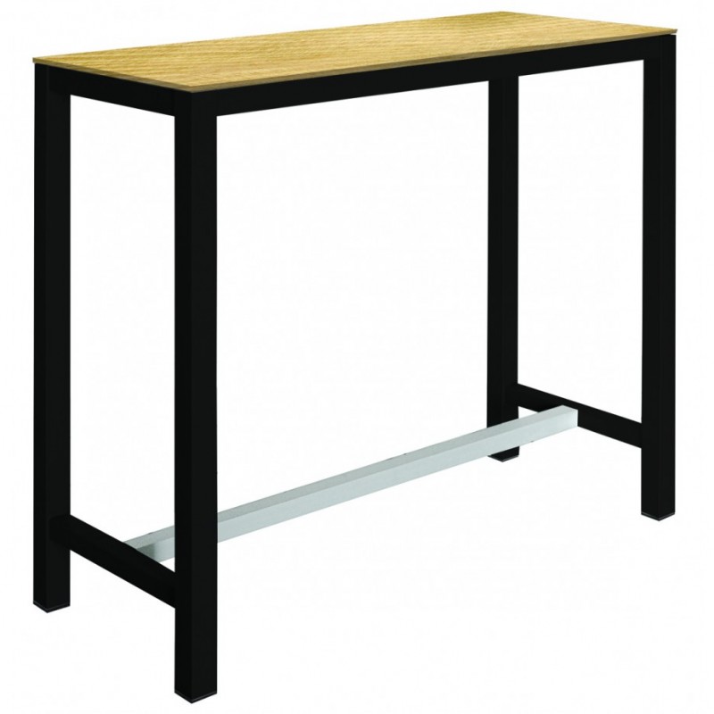 Banket τραπέζι bar laminated 14  - μαυρος σκελετός επιφάνεια φυσικό χρωμα 120x50x110cm