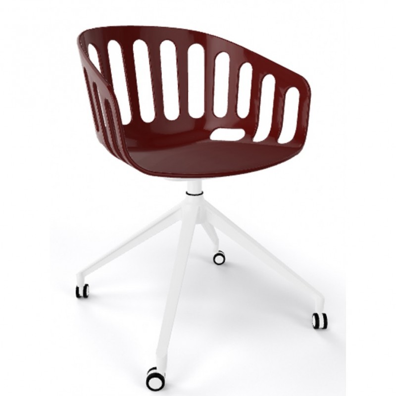 Basket cod.268.--/UR πολυθρόνα 00-White 57x54x80(46)cm - κόκκινο  τεχνοπολυμεριο - λευκός σκελετός 