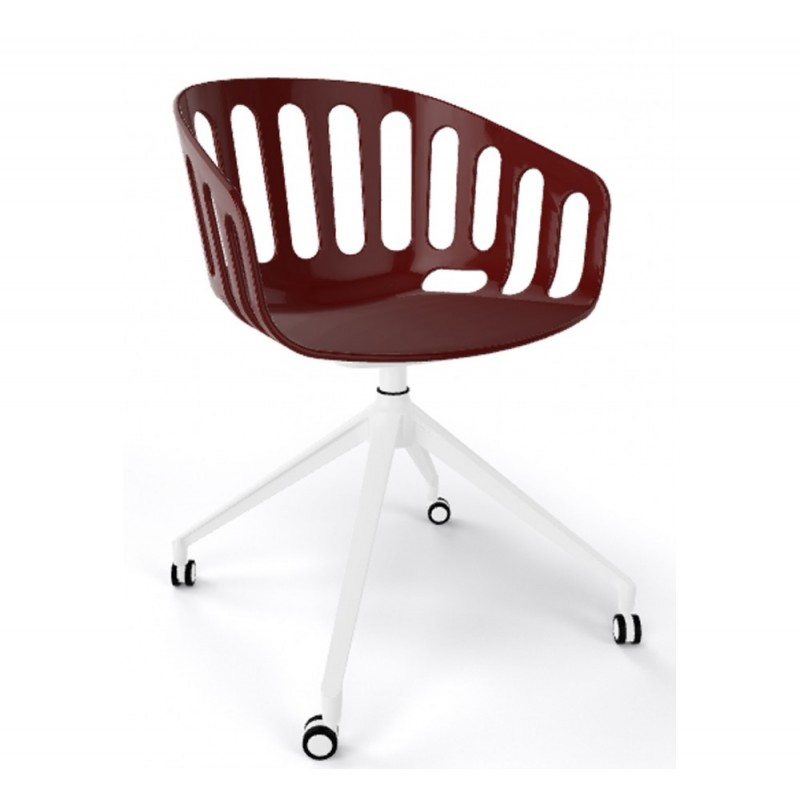 Basket cod.268.--/UR πολυθρόνα 00-White 57x54x80(46)cm - κόκκινο  τεχνοπολυμεριο - λευκός σκελετός 