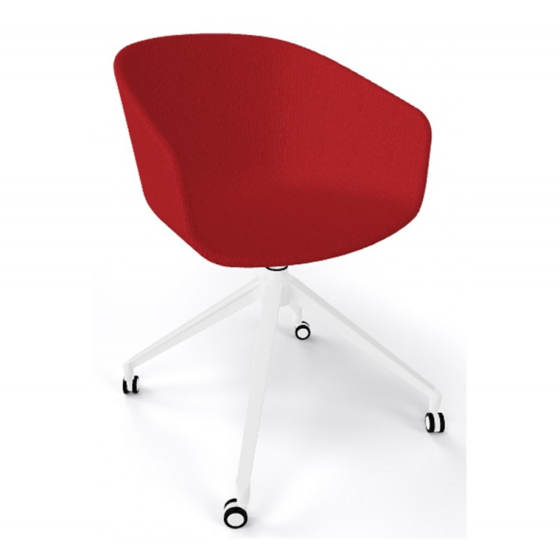 Basket cod.268.--/IUR upholstered πολυθρόνα κόκκινο ύφασμα  λευκο σκελετό 60x60x80(47)cm