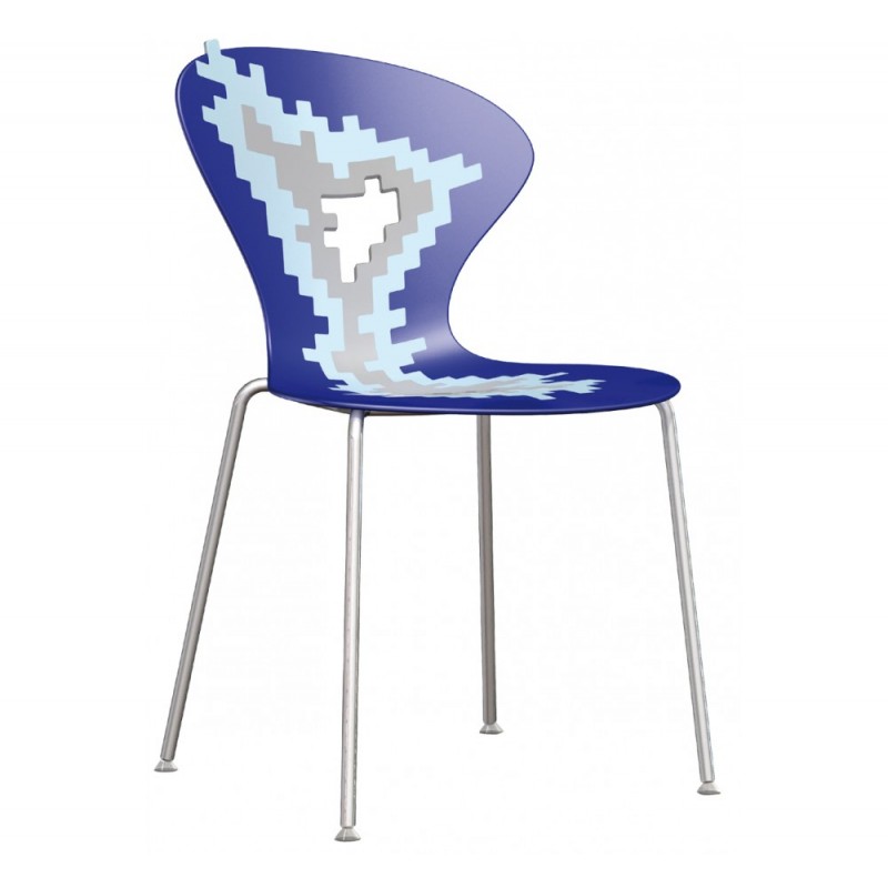 Big Bang καρέκλα τεχνοπολυμεριο μπλε-γαλαζιο  με μεταλλικό σκελετό   46x52x81(45)cm