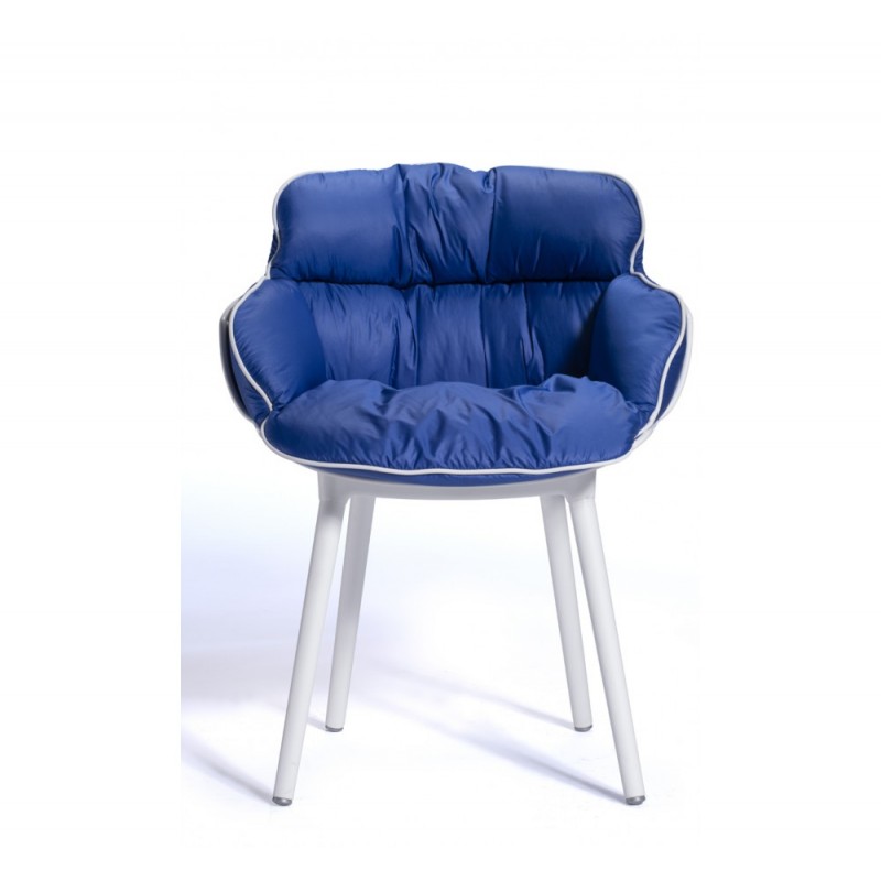 Choppy cod.390-/IBP πολυθρόνα 00-White 65x60x80(46)cm - υφασμα μπλε - σκελετός λευκός 