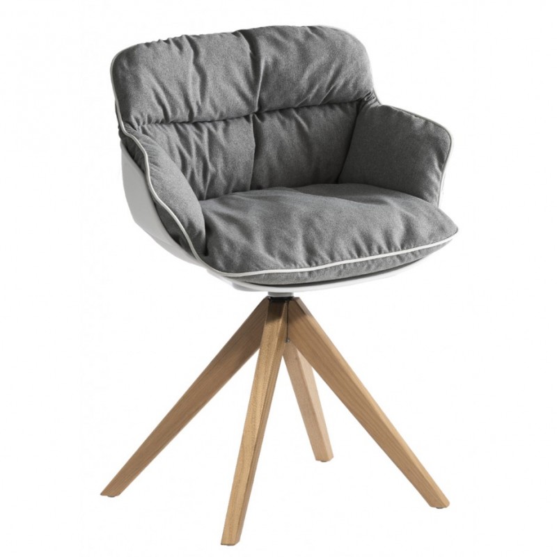 Choppy cod.390-/IPL πολυθρόνα με κέλυφος από technopolymer επενδυμένο με ύφασμα γκρί  65x60x80(46)cm - 1 ΤΜΧ 