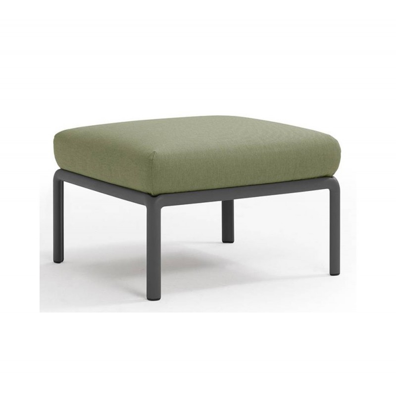 Komodo pouf ref.369 σκαμπό 02 - Anthracite 72x72x47,5(47,5)cm  ανθρακι σκελετο με πράσινο μαξιλάρι  
