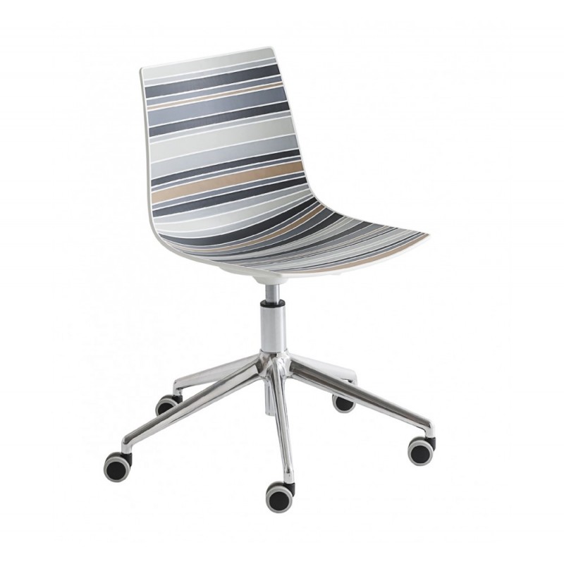 Colorfive cod.135.--/5R καρέκλα Polished alu 64x64x83(45)cm  - πολύχρωμο καθισμα   γκρι, πράσινο, καφέ