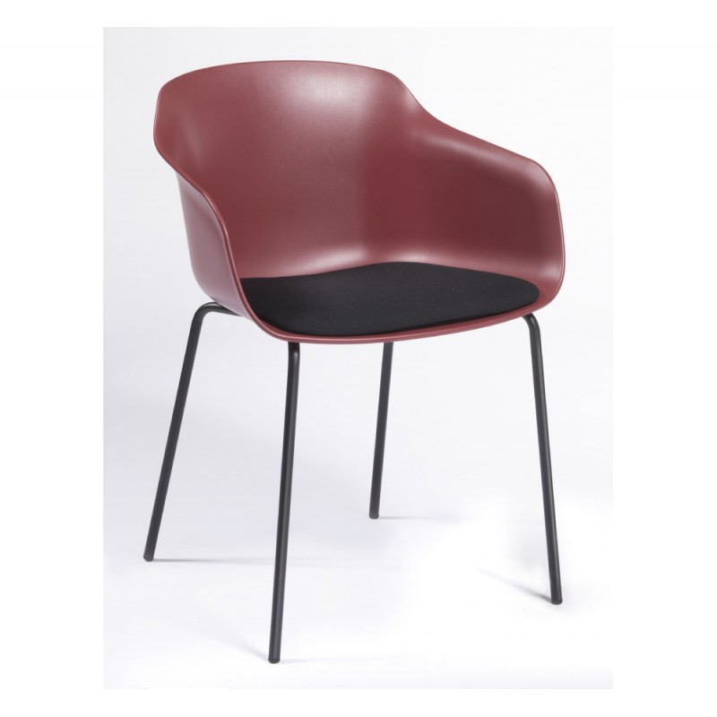 Dame cod.266.__/NA πολυθρόνα μεταλλική κάθισμα technopolymer μπορντώ ,μαξιλάρι με επένδυση.57,5x52x77(66/46)cm