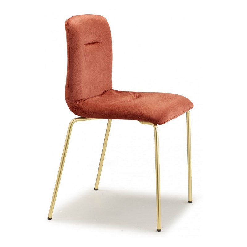 ALICE pop art.2673 μεταλλική καρέκλα OS - Satin brass finish steel 52x51x84(51)cm - κεραμιδή ύφασμα  