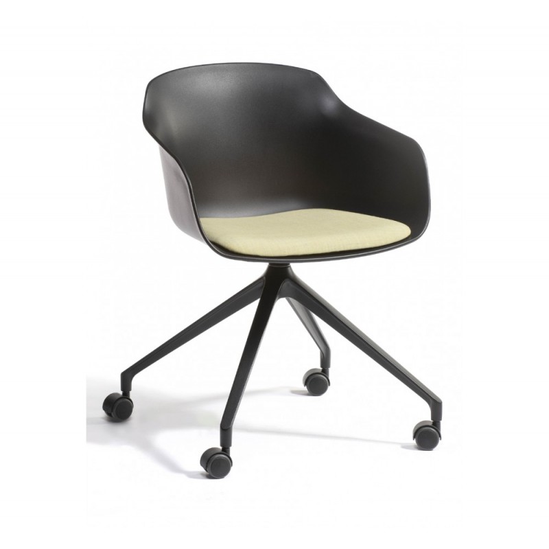 Dame cod.266.__/UR πολυθρόνα Black 57,5x52x77(66/46)cm - μαύρο πολυπροπυλένιο - μπεζ δερματίνη μαξιλαρι 