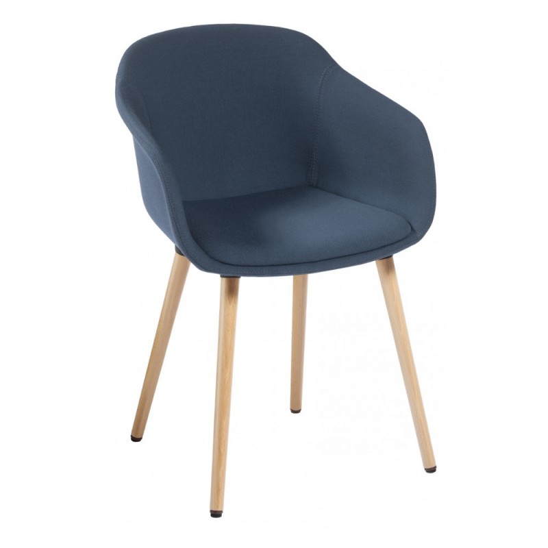 Dress Dame cod.266.__/IBL πολυθρόνα  με ύφασμα μπλέ σκούρο και ξ΄ύλινα πόδια 58x52x78(66/46)cm - 1 TMX