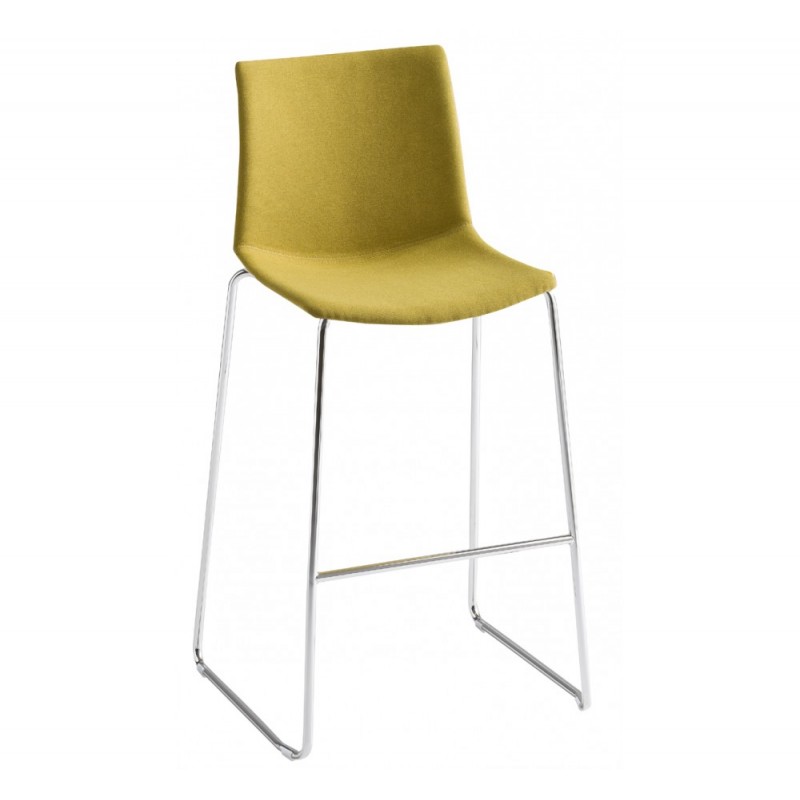 Kanvas cod.363.--/I76ST upholstered σκαμπό bar με ύφασμα κιτρινο  54x55x114(77)cm