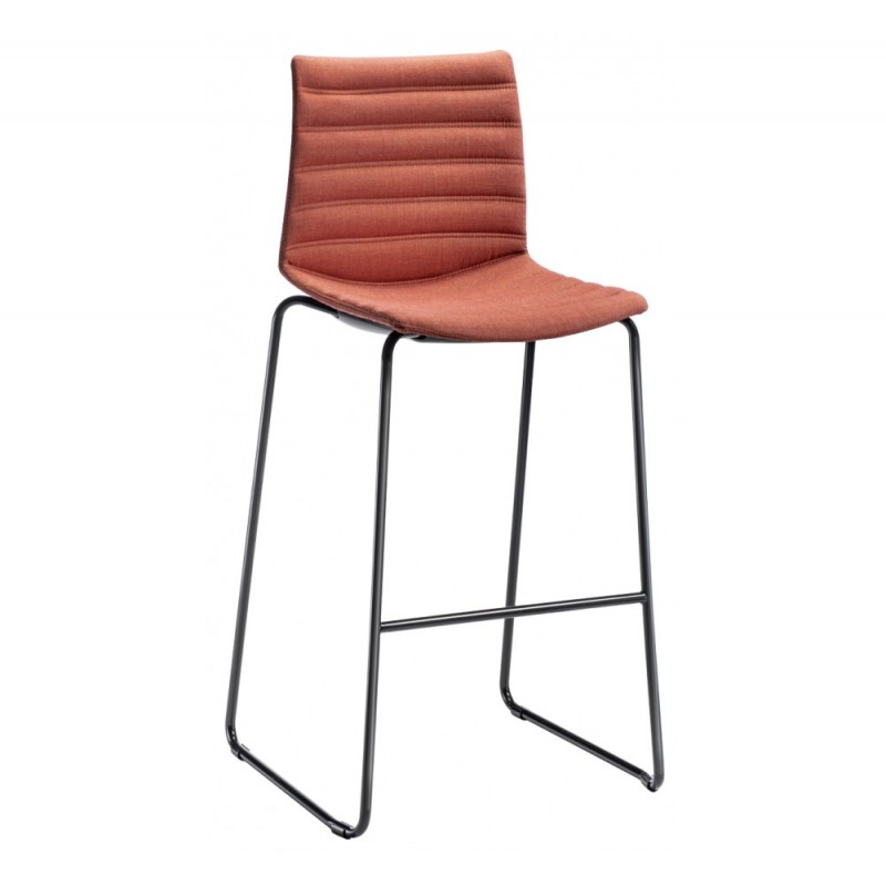 Kanvas cod.362.--/I76ST  Μεταλλικο σκαμπό bar  σκελετός χρώμιο  υφασμα κόκκινο  54x55x114(77)cm