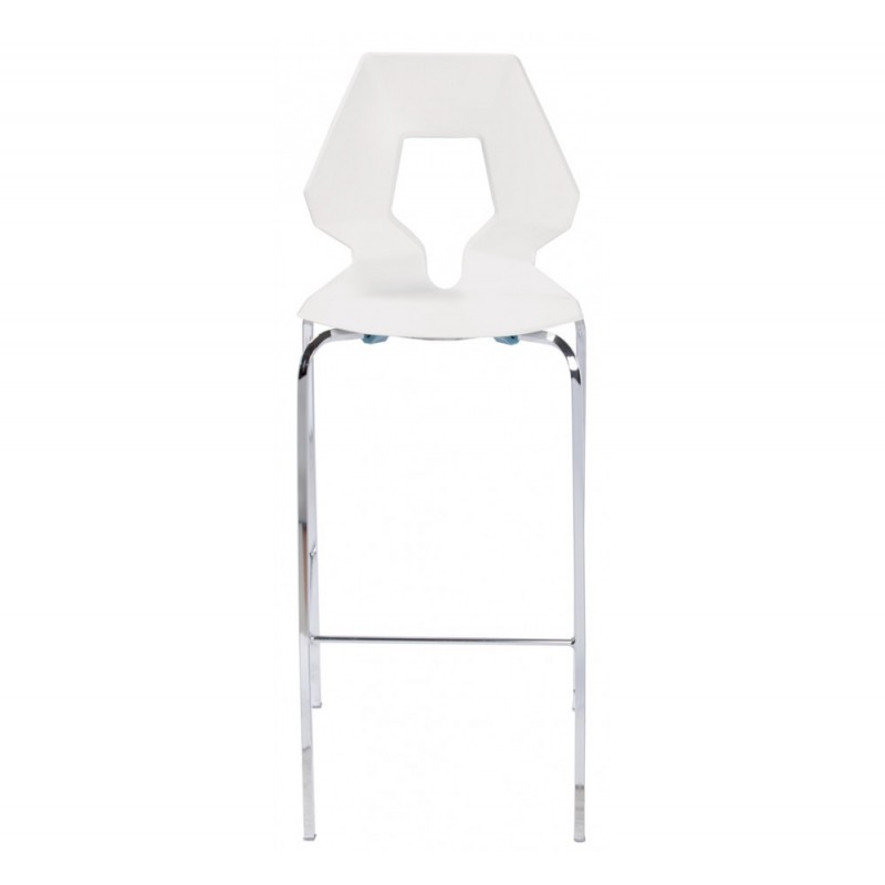 Prodige 77 μεταλλικό σκαμπό bar λευκό πολυπροπυλένιο - χρωμίου σκελετός 42x46x77cm