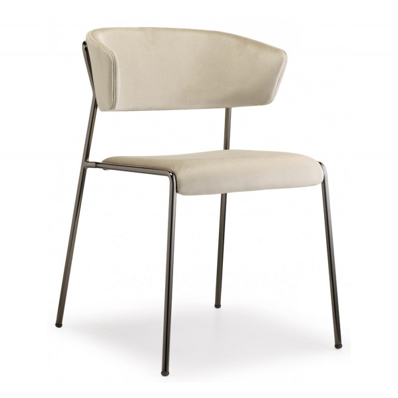 Lisa art.2851 μεταλλική πολυθρόνα NL - Glossy black nickel finish steel 51x56x77(46)cm