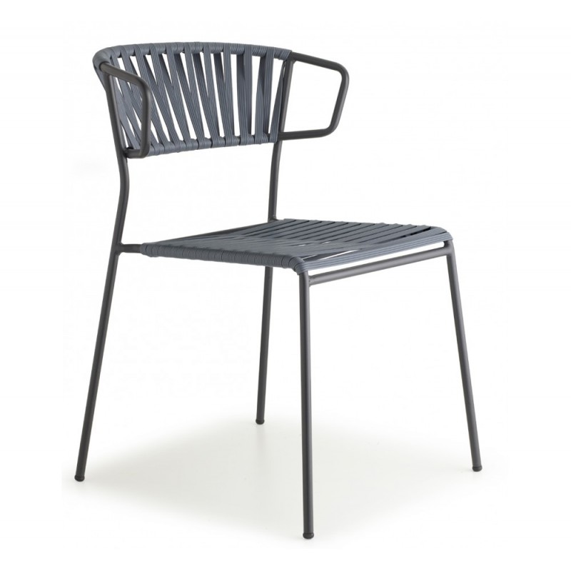 Lisa club art.2873 μεταλλική πολυθρόνα P86 Graphite 56x60x78(45)cm