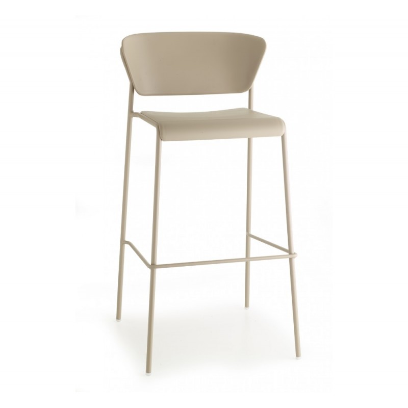 Lisa art.2868 technopolymer σκαμπό (h65) VT - Matt dove grey coated steel, embossed finish 52x50x88(65)cm - χρωμα dove grey 