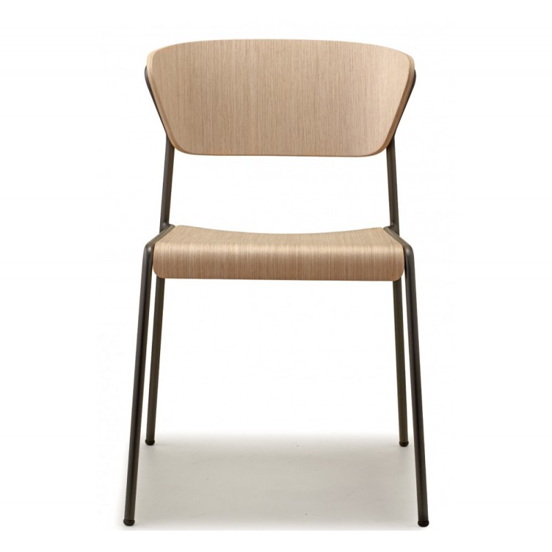 Lisa art.2852 ξύλινη καρέκλα VA - Matt anthracite grey coated steel, embossed finish 51x56x77(45)cm - φυσικο χρωμα ξυλου - ανθρακί σκελετός  