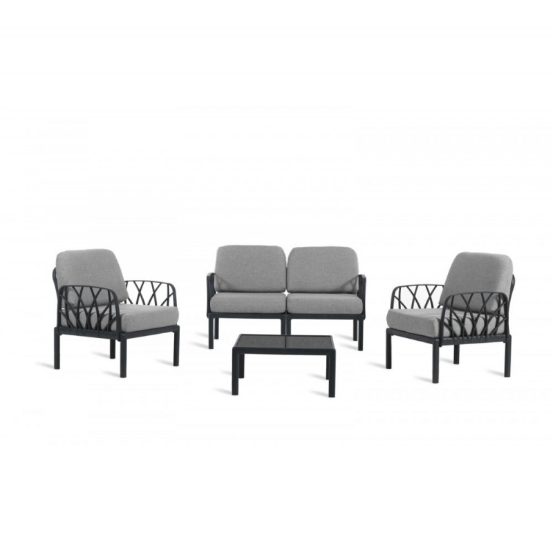 Garda set PP 4τμχ Με μπεζ μαξιλάρια Τραπεζάκι:67,5x67,5x32cm