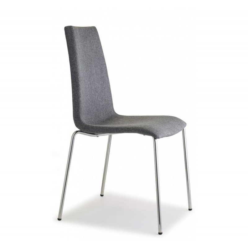 Mannequin pop art.2661 μεταλλική καρέκλα CR - Chromed steel 47,5x52x90(47)cm - υφασμα γκρί - χρωμιου σκελετου 