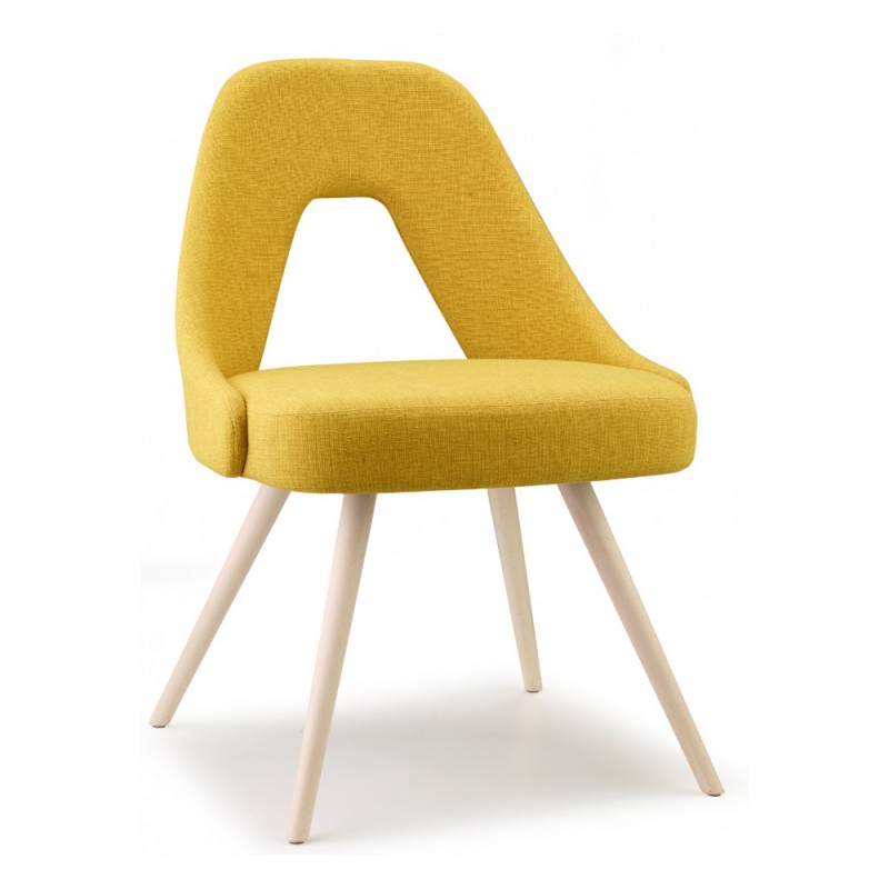 Me art.2804 ξύλινη καρέκλα TX - FABRIC STANDARD 57x61x82(47)cm - κιτρινο υφασμα - σκελετός ξυλινος  φυσικο χρωμα 