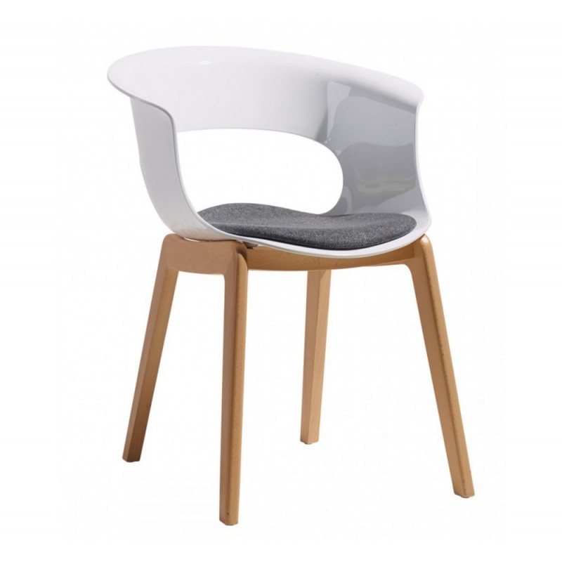 Natural miss b antishock art.2800 ξύλινη πολυθρόνα FN 500 - Natural beech 58x60x77(71/45)cm - ξύλινος σκελετός - πολυκαρμπονικο καθισμα λευκο 