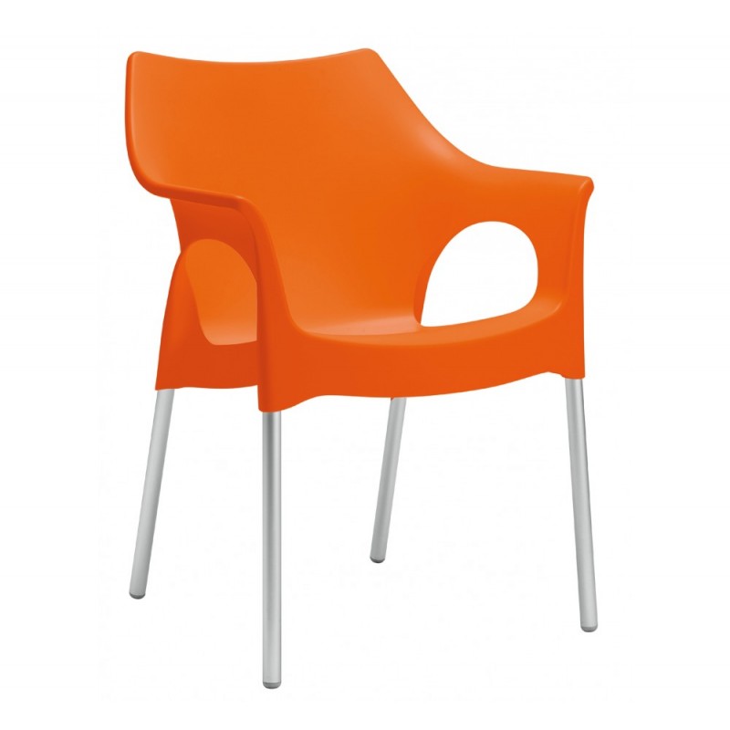 Ola art.2116/23 πολυθρόνα αλουμινίου 30 - Orange 59x54x82(65/45)cm