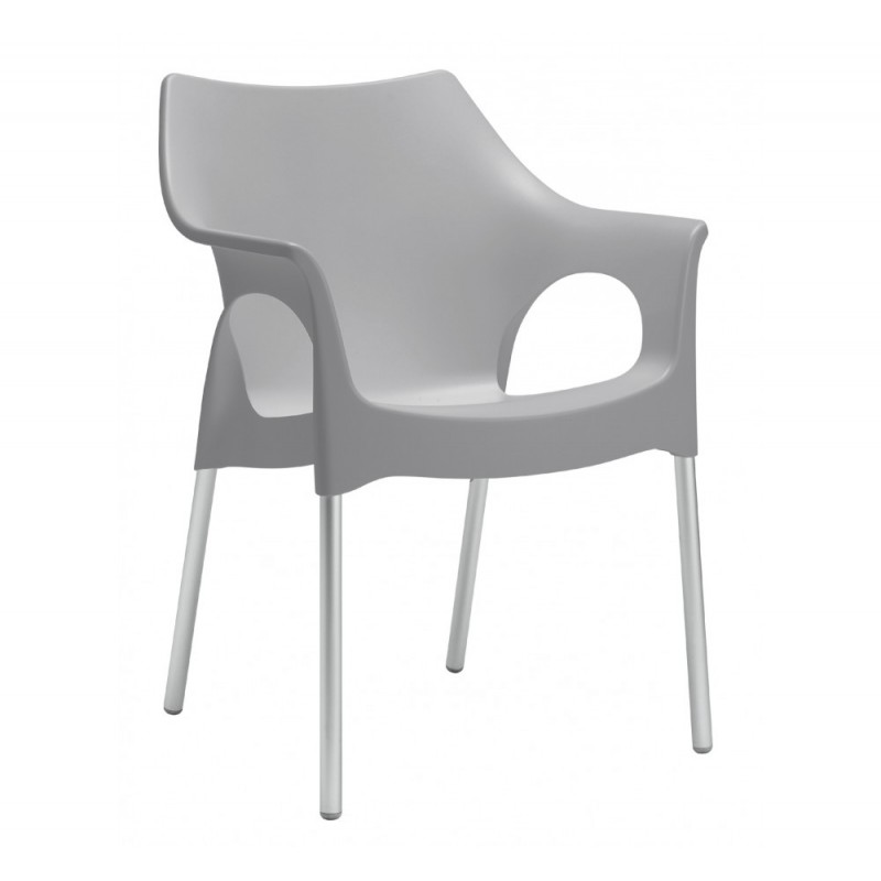 Ola art.2116/23 πολυθρόνα αλουμινίου 82 - Light grey 59x54x82(65/45)cm