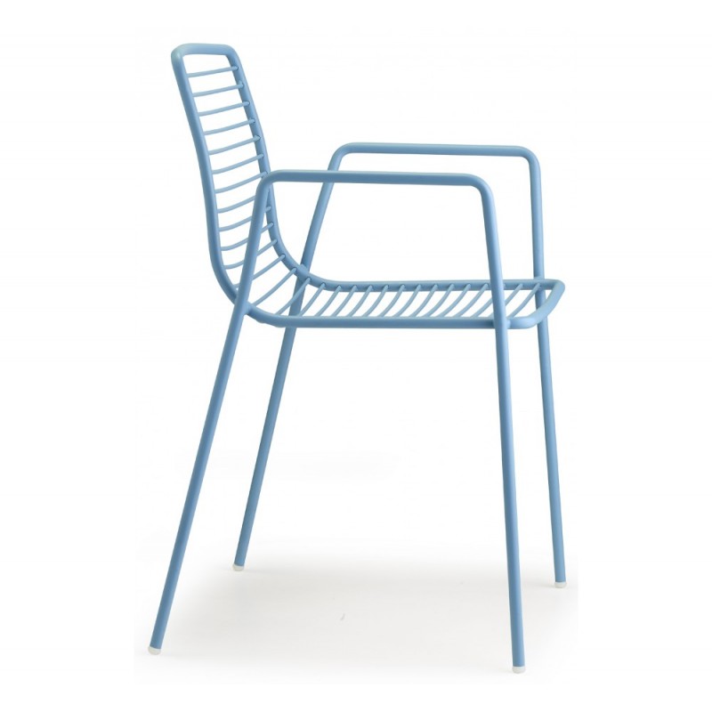 Summer art.2520 μεταλλική πολυθρόνα VZ - Zinc and matt light blue coated steel, embossed finish 57x55,5x80(47/67)cm