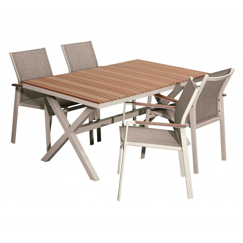 Loise τραπεζαρία set 5τμχ (4 πολυθρόνες & 1 τραπέζι) Πολυθρόνα : 57x57x87(44)cm