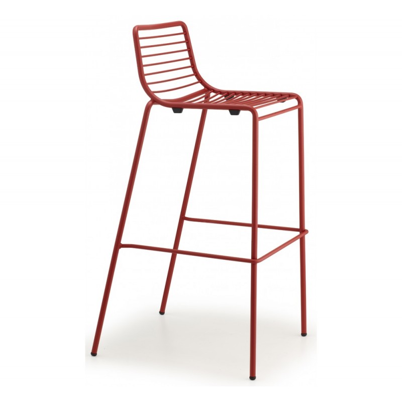 Summer art.2535 μεταλλικό σκαμπό VM - Zinc and matt brick red coated steel, embossed finish 46,5x49x96(75)cm