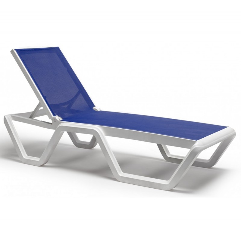 Vela art.2044 ξαπλώστρα T60 Blue 70x194x43(102)cm - μπλε textline - λευκο σκελετό 