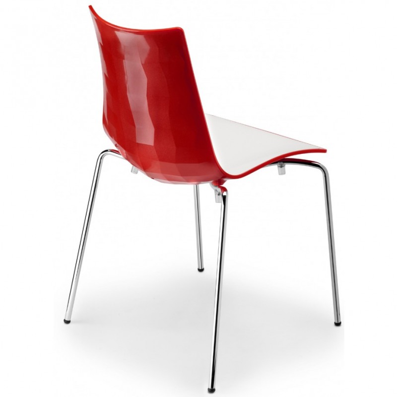 Zebra bicolore art.2272 μεταλλική καρέκλα με κοκκινο λευκ΄΄ο τεχνοπολυμεριο 55x52x83(48)cm