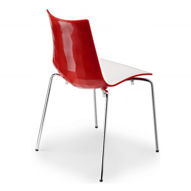 Zebra bicolore art.2272 μεταλλική καρέκλα με κοκκινο λευκ΄΄ο τεχνοπολυμεριο 55x52x83(48)cm