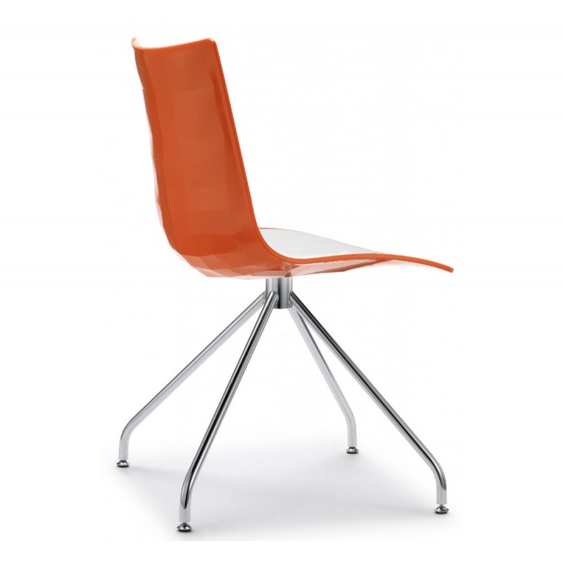 Zebra bicolore art.2611 μεταλλική καρέκλα CR - Chromed steel 46x53x83(46)cm  - πορτοκαλί λευκό πολυπροπυλενιο  