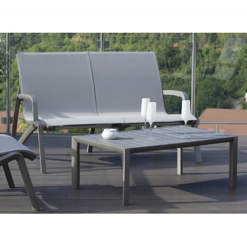 Sunset καναπές πολυπροπυλένιου  με μπράτσα T28  γκρί χρώμα 137x83x84cm