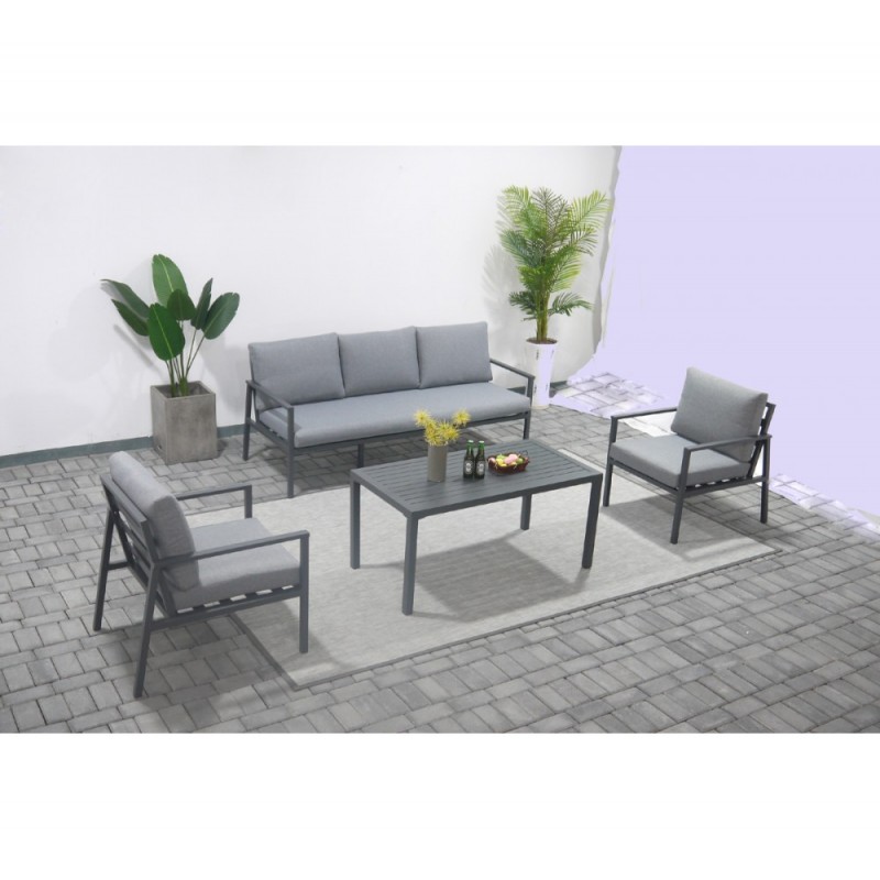 CALVINI III set αλουμινίου 4τμχ γκρι 186x79,5x78cm