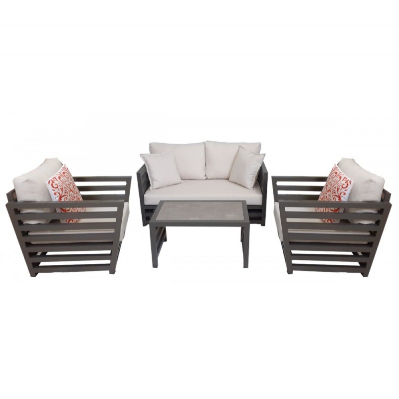 SERGIO II set αλουμινίου 4τμχ Τaupe 128x80x68(61/37)cm