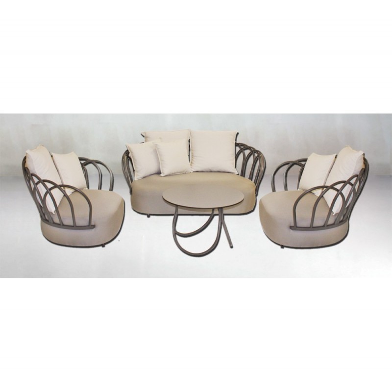 CARIBBEAN set αλουμινίου 4τμχ Aνθρακί 154x88x77(33)cm