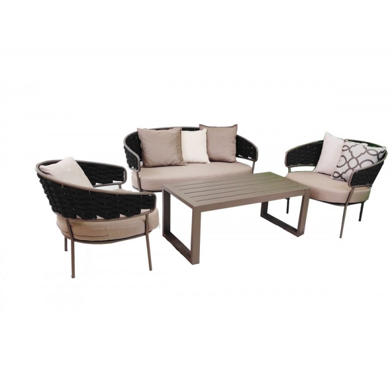 GRENADA set 4τμχ  ανθρακί Καναπές:130,5x78x74(67/42)cm