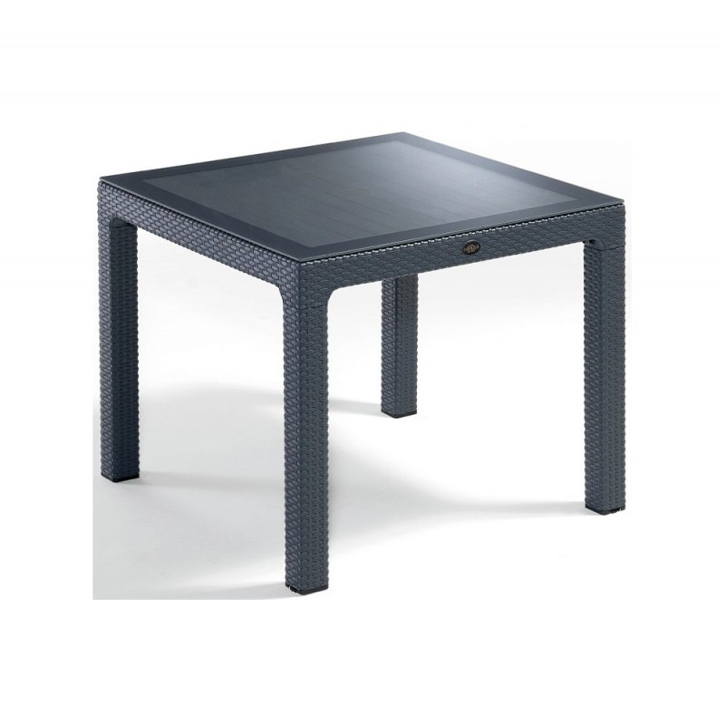 Defence 90 τραπέζι με τζάμι Ανθρακί 90x90cm