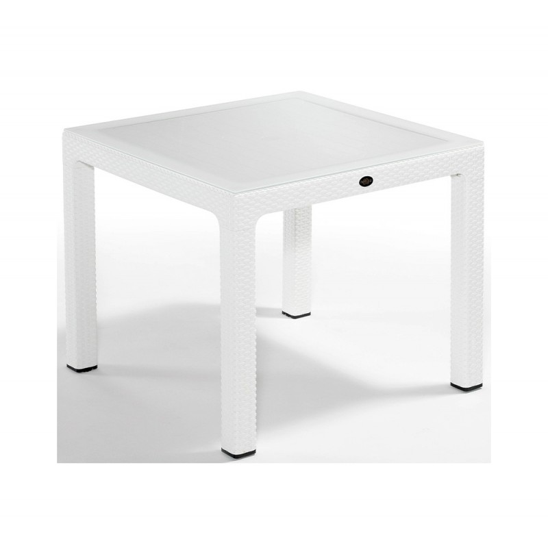 Defence 90 τραπέζι με τζάμι Λευκό 90x90cm