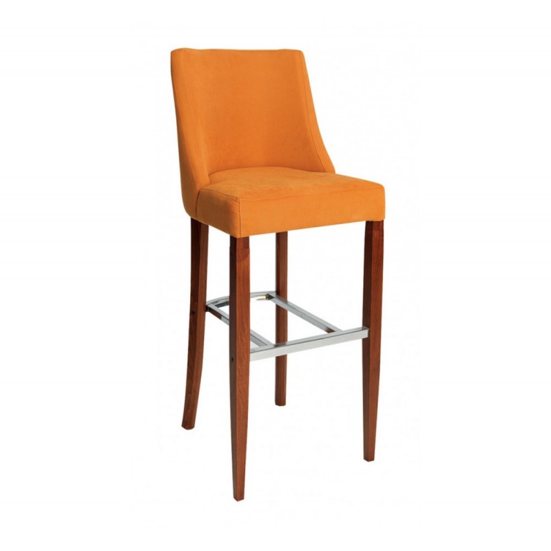 Bentley ξύλινο σκαμπό bar Με ύφασμα πορτοκαλί και υποπόδιο από μέταλλο. 50χ55χ75cm 