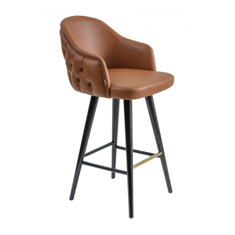 Edinburgh ξύλινο σκαμπό bar BUF901-ταμπά δερματίνη  46x57x107(73)cm