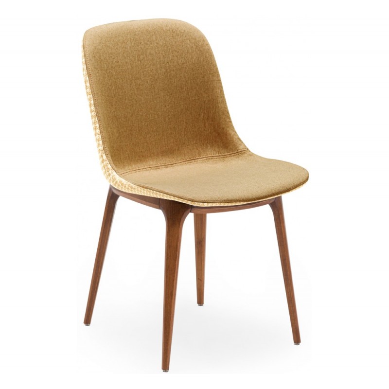 Shell-W PAD καρέκλα ξύλινη  με μουσταρδί ύφασμα 47x49,5x80(47)cm Ελάχιστη παραγγελια 1 τμχ 