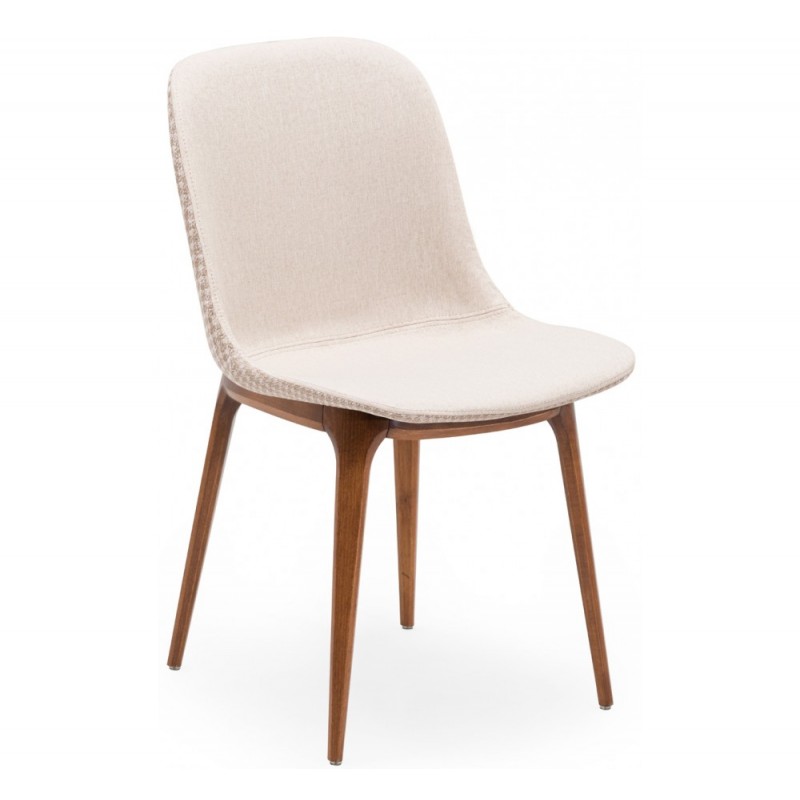 Shell-W PAD καρέκλα ξύλινη με εκρού ύφασμα  47x49,5x80(47)cm Ελάχιστη παραγγελια 1 τμχ 