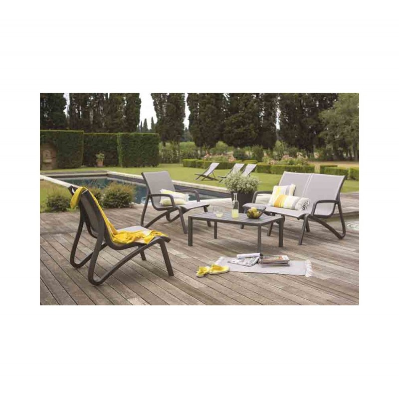 Sunset set με μπράτσα T34 - Heather grey Τραπεζάκι : 100x60x37cm