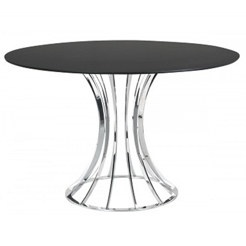 Onix Ø120 τραπέζι 106 - Chrome plated Ø120xØ60x75cm - μαυρο hpl - χρωμιου σκελετός 